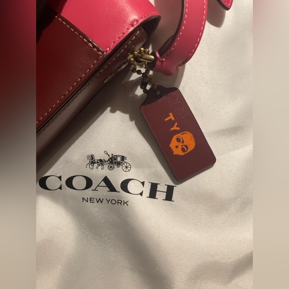 Coach Hutton Saddle Pink & Maroon Colorblock Leather Crossbody/Shoulder Bag - Picture 14 of 15